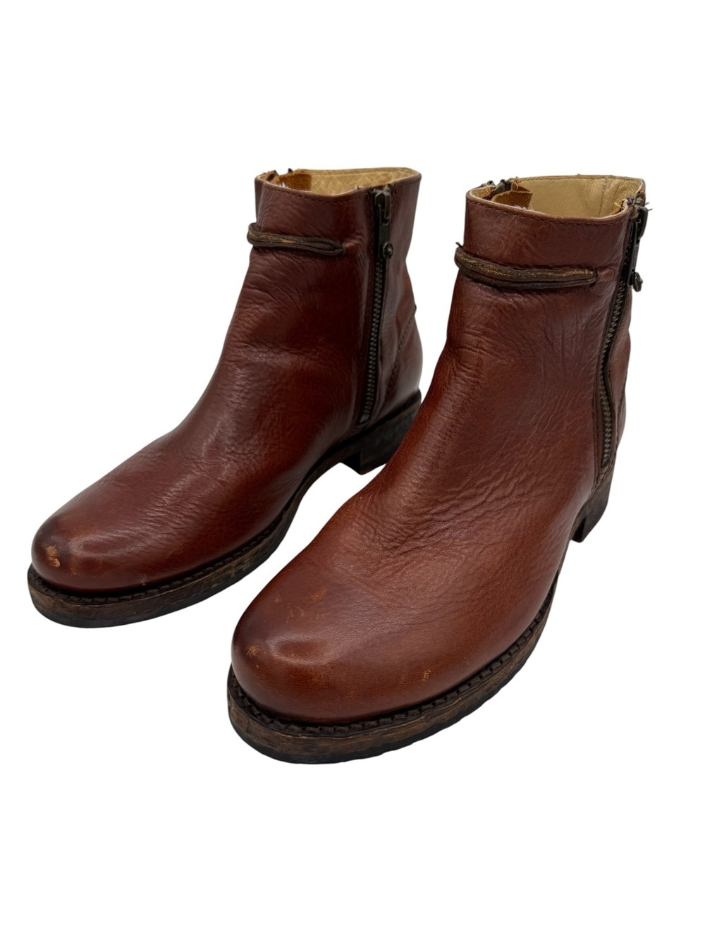 Frye Veronica Seam Leather Short Boots 8 Brown - Picture 9 of 16